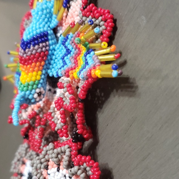 Handmade Mexico HUMMINGBIRD BEADED NECKLACE with Keychain  COLORFUL BLUE - Picture 6 of 8